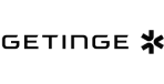 L'image montre le logo Getinge avec le nom de la marque en lettres noires à côté d'un symbole en forme de losange.