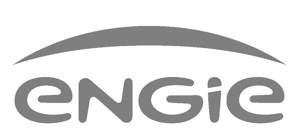 L'image montre le logo ENGIE avec le nom de l'entreprise en lettres minuscules et une ligne courbe au-dessus, tel que présenté dans la bibliothèque d'actifs de WP CE.