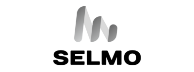 Un logo en niveaux de gris avec trois lignes diagonales formant un