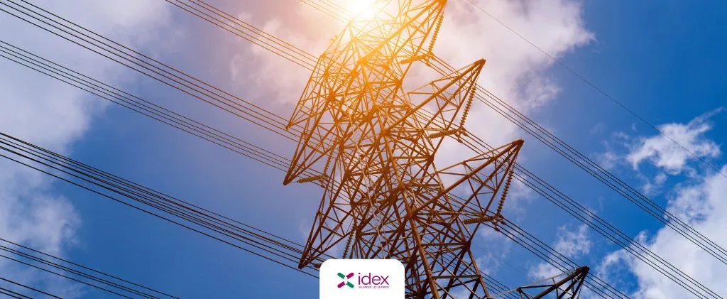 Image d'illustration présentant un circuit d'électricité et le logo IDEX (ex-SAVE Energies)